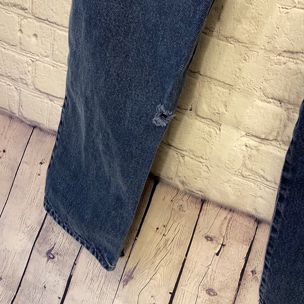High Rise Blue Zone Mom Jeans Size 30/32 Dark Wash Vintage PM3972 - Picture 3 of 9